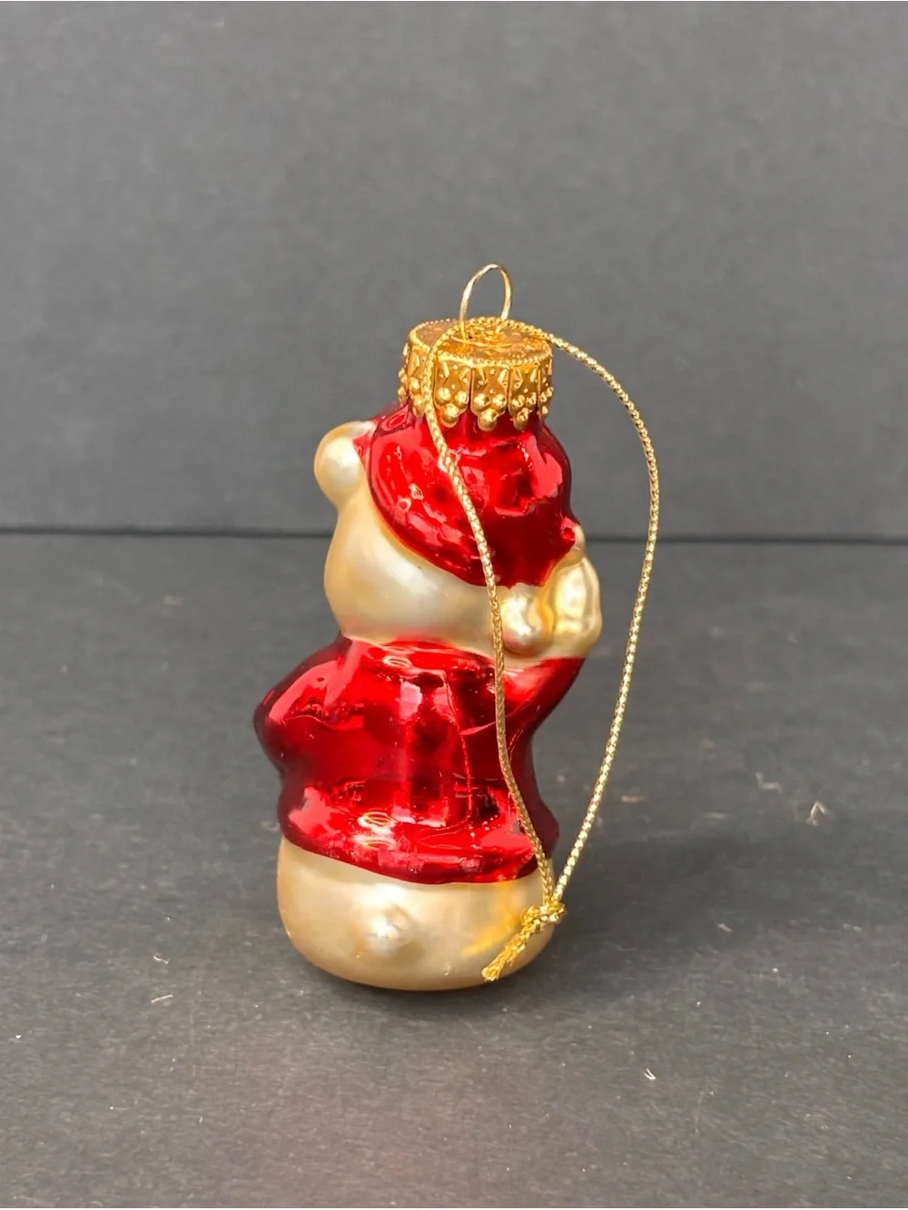 Vtg G&D (Gloria Duchin) Christmas Ornament Blown Glass Teddy Bear 3”